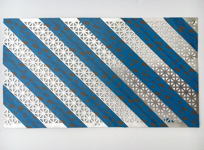 Taped off decorative aluminum sheet for DIY jewelry organizer