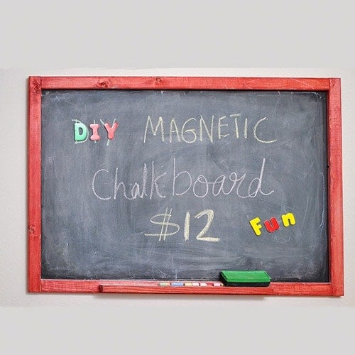 Learn how to make an easy DIY Magnetic Chalkboard in under $12 with this detailed tutorial. It makes a great addition to any office or playroom!