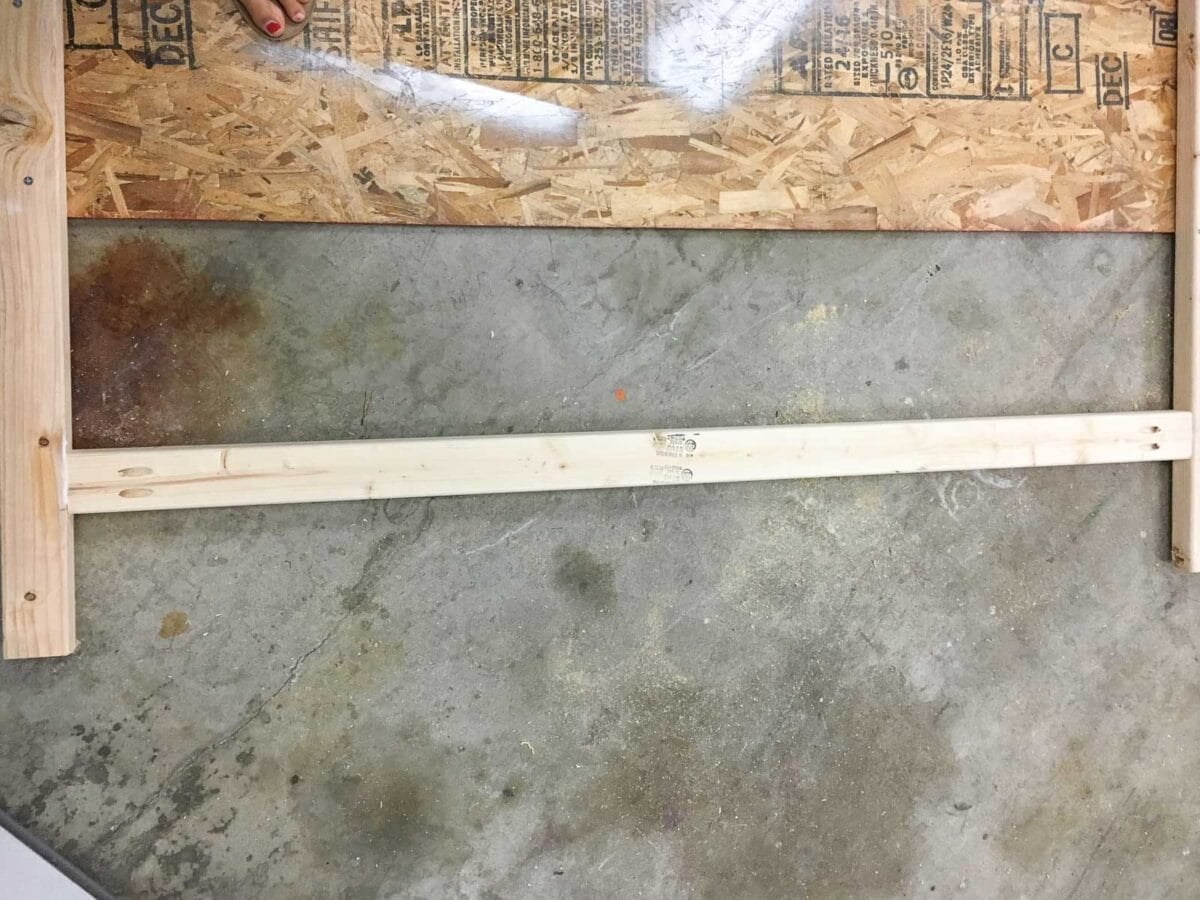 View of the 2x4 brace at the bottom attached with pocket holes.