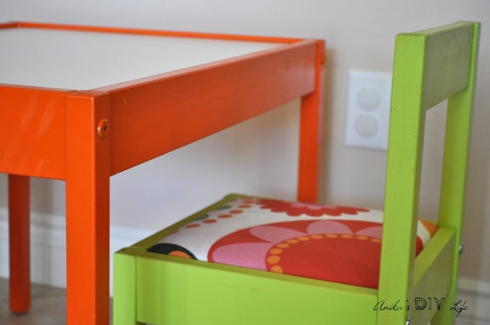 Fun colorful fabric adds lots of fun to this Ikea Latt makeover