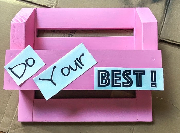 Transferring letters onto the DIY desk organizer