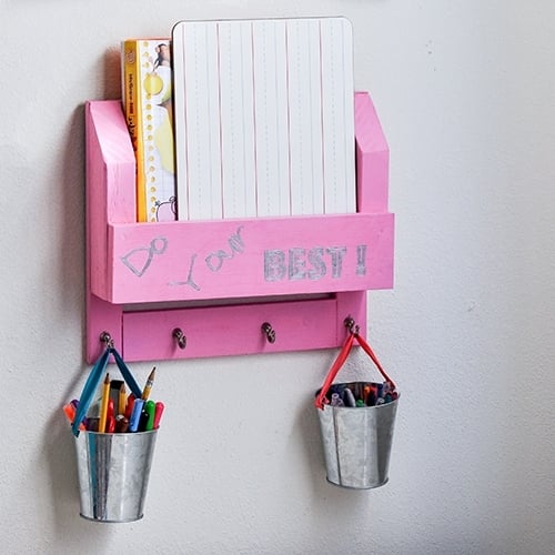 Keep all the papers and desk supplies organized with this DIY Desk Organizer. Make a homework station with wood using this step by step tutorial.