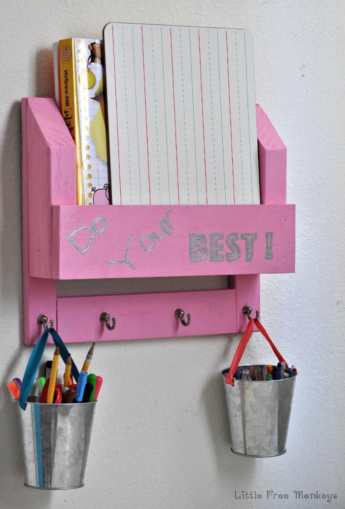 Make this easy homework station and desk organizer using wood scraps with this step by step tutorial