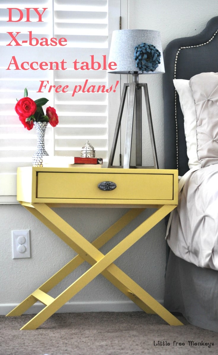 Learn how to build your own X-base accent table from scratch with the free plans! Super easy build for customized look and a fraction of the price!