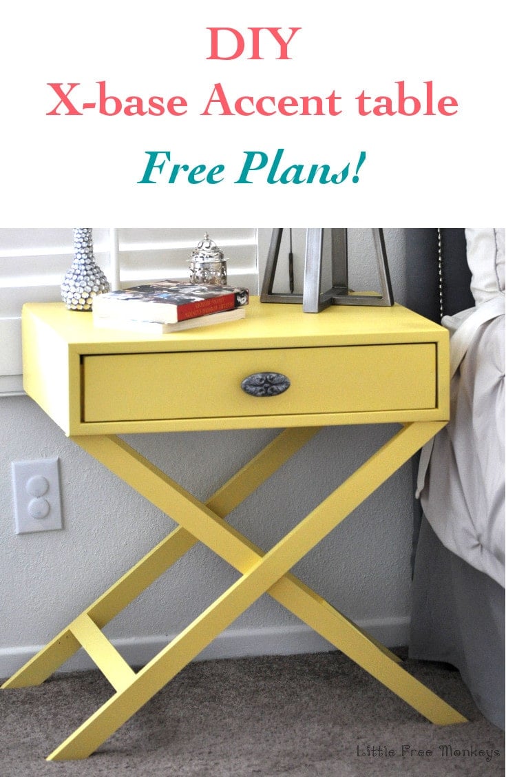 Learn how to build your own X-base accent table from scratch with the free plans! Super easy build for customized look and a fraction of the price!