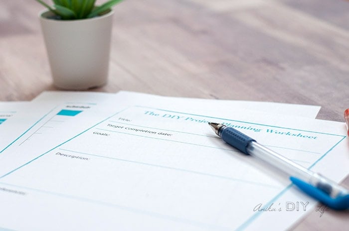 Using the DIY project planner printable