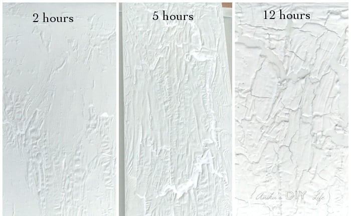 How DIY crackle paint dries over 2, 5 and 12 hours