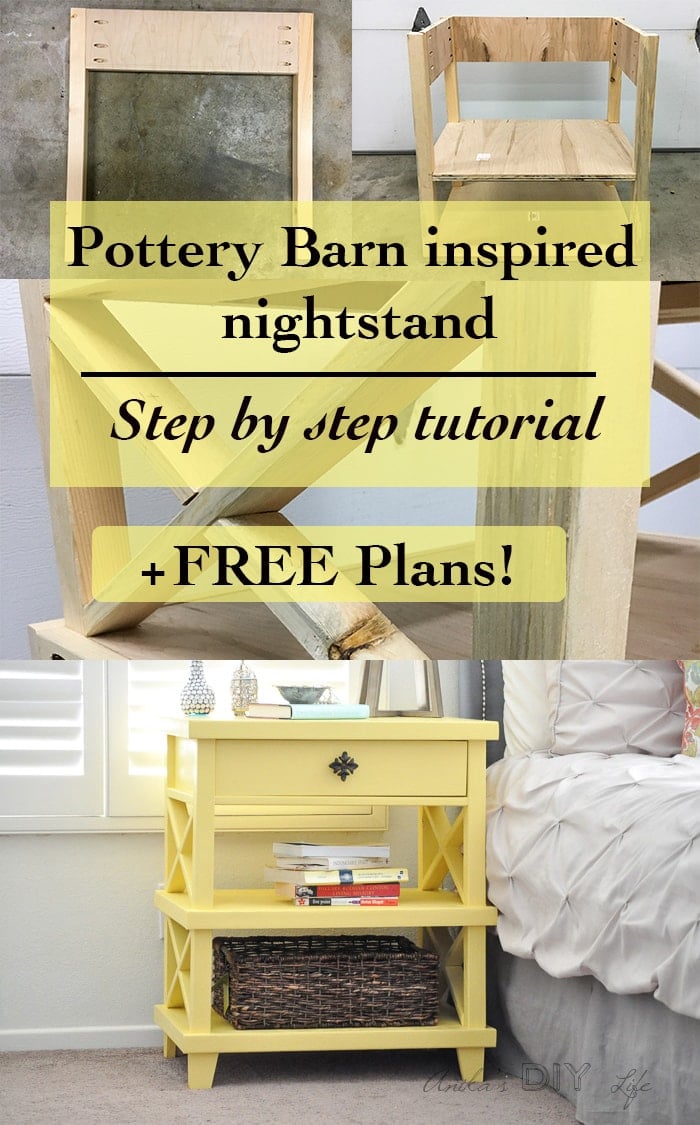 Build a DIY Pottery Barn inspired nightstand for a fraction of the cost. Tutorial and plans included!