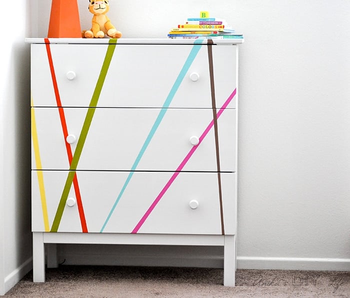 A fun and colorful Ikea Tarva makeover that is perfect for the kids room or baby's room