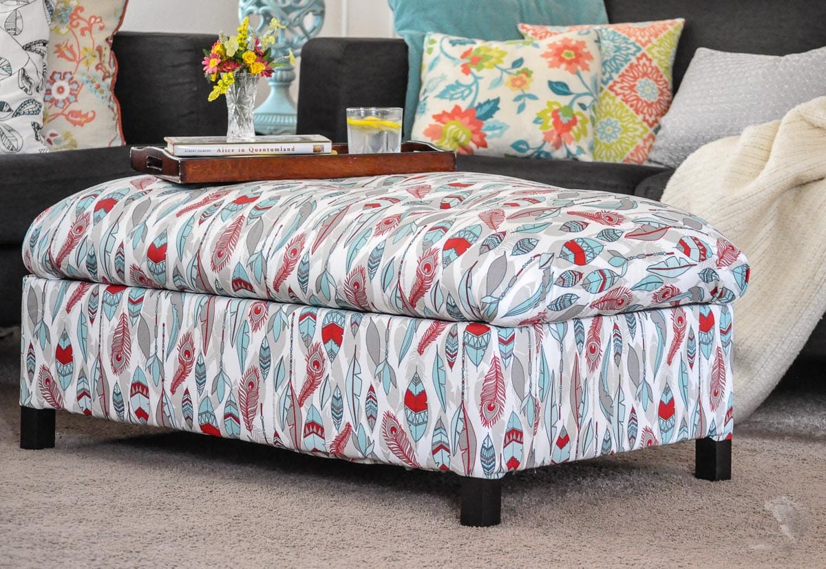 finisjhed storage ottoman in living room