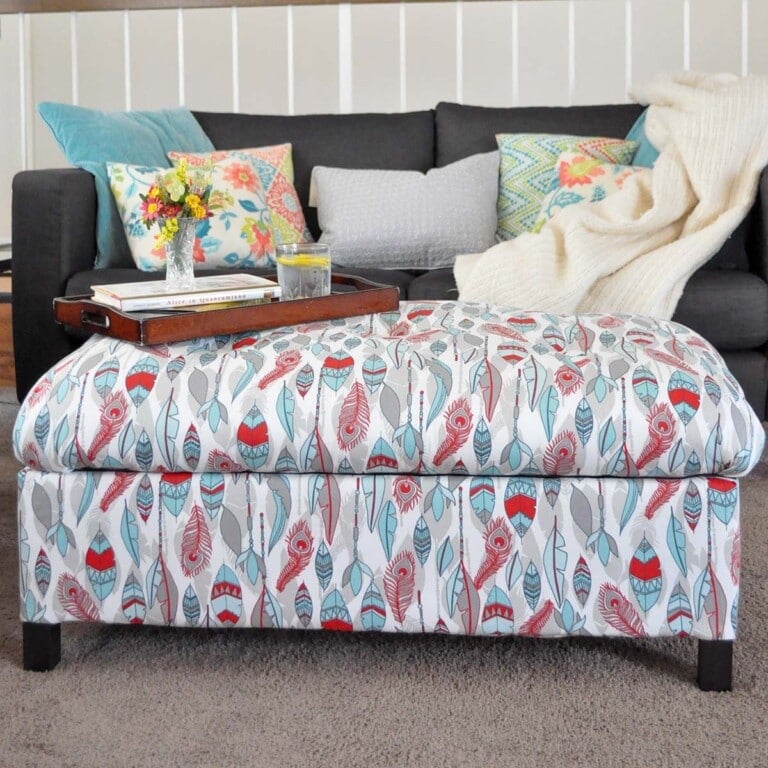 Do you know you can make your very own DIY upholstered Storage Ottoman with a few basic tools and simple upholstery? Here is the tutorial!