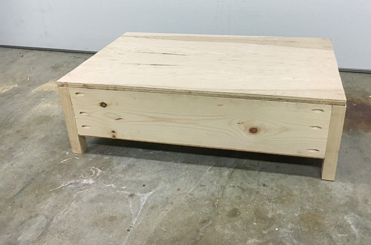DIY storage ottoman ready for upholstery.