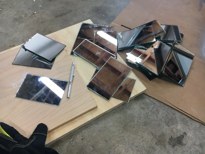DIY Mirrored Console table- attach the drawer faces