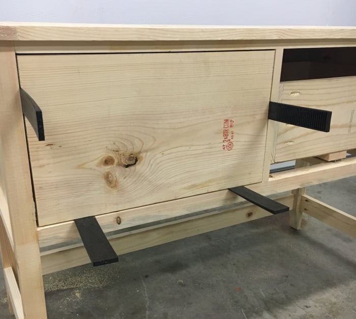 DIY Mirrored Console table- attach the drawer faces