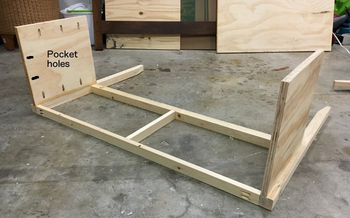 DIY mirrored console table - attach the sides