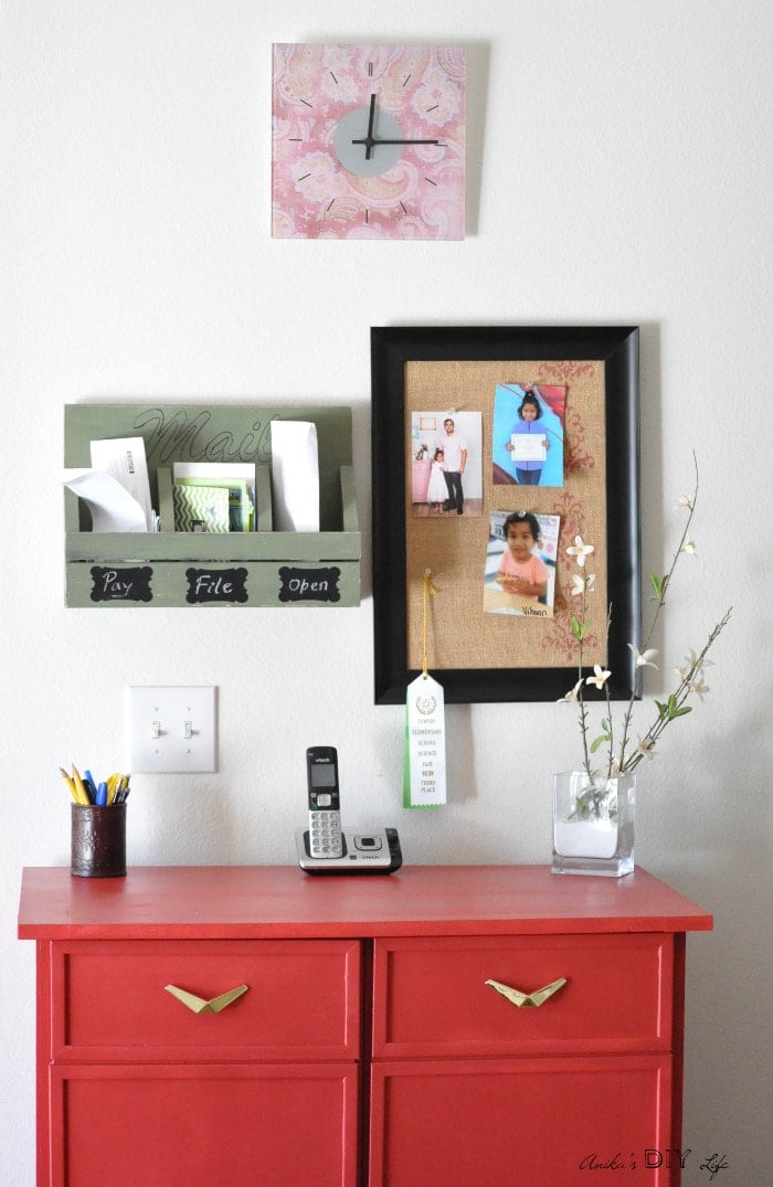 Check out this DIY command center. That red cabinet is an Ikea Ivar! Check out the makeover!