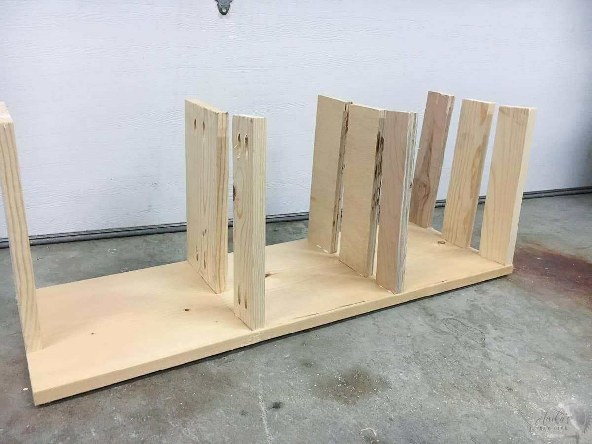 side view of the project showing boards tilting because of the warp in the baord
