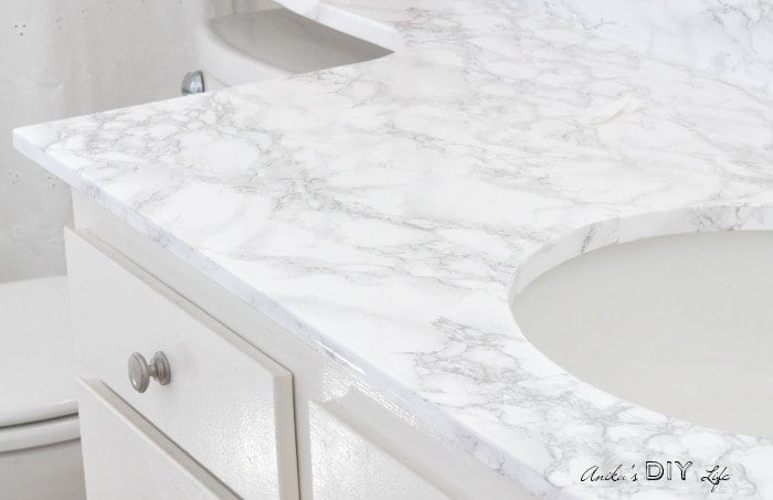Contact paper to cover up old ugly bathroom counter