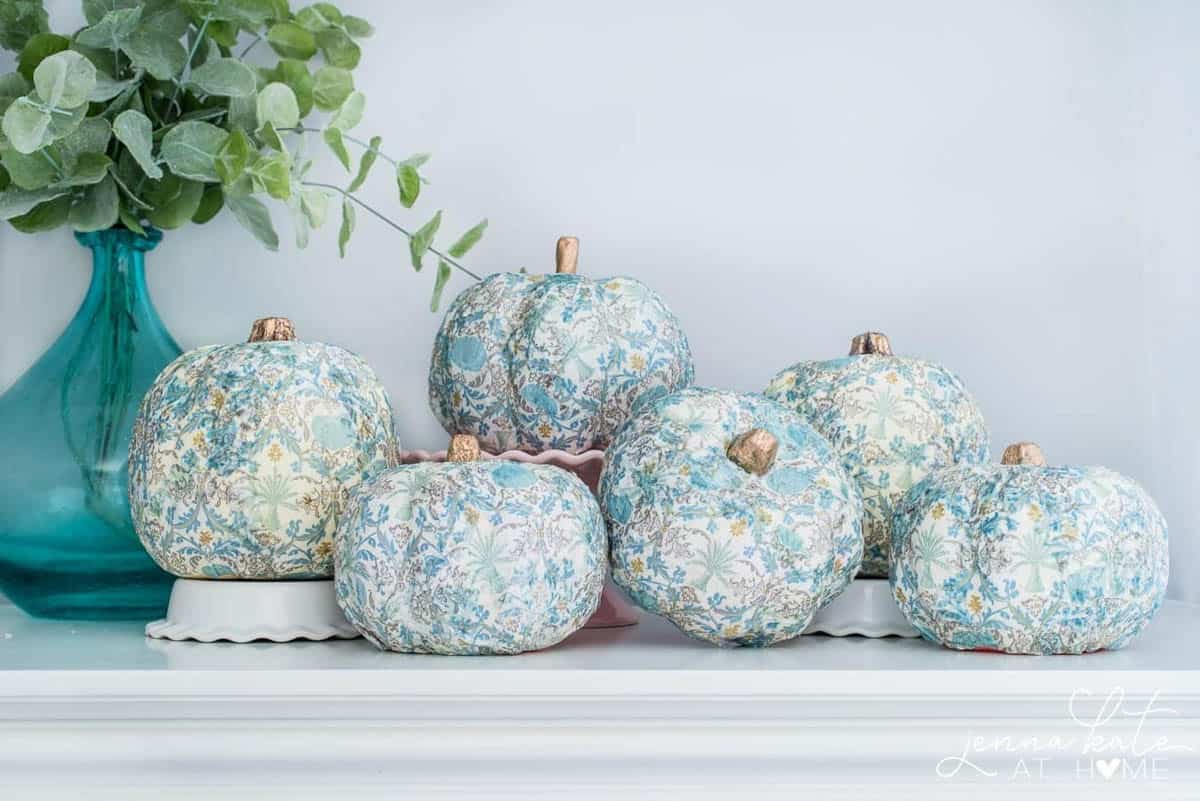 Decoupaged mini pumpkins