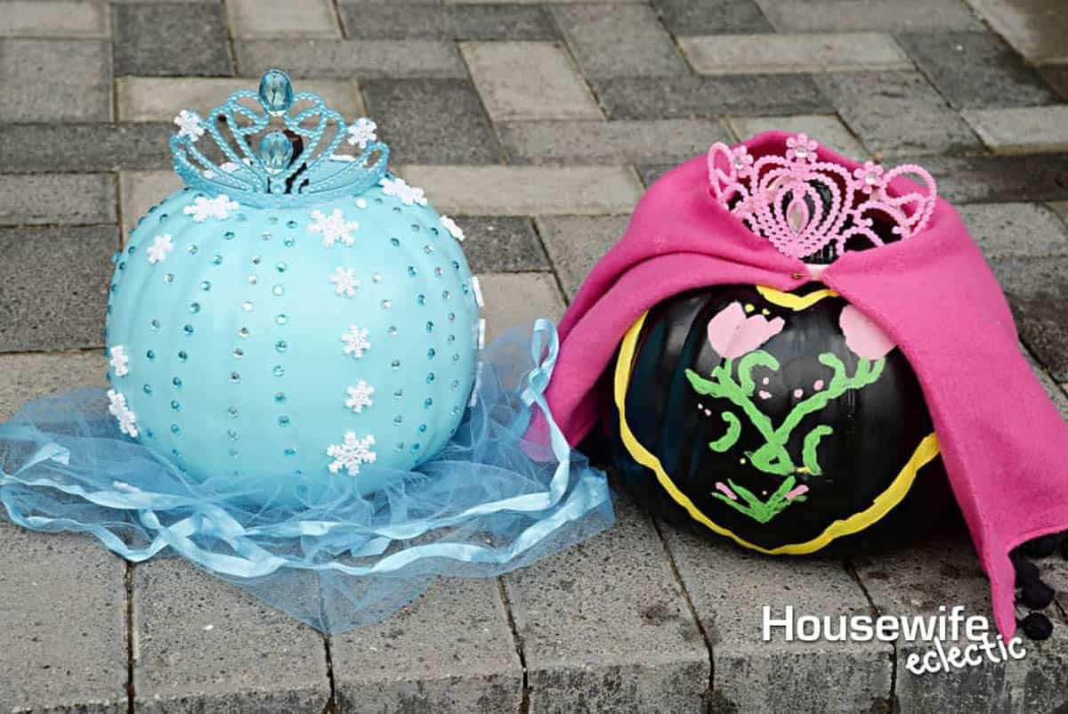 Frozen no-carve character pumpkins