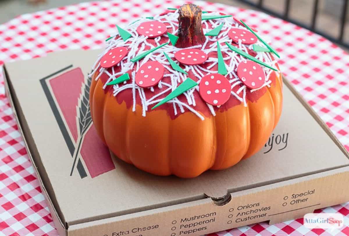 Pizza top on a pumpkin