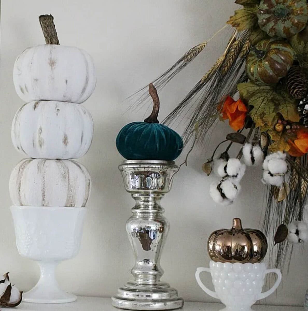 mini pumpkin topiaries