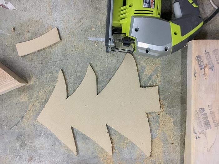 Hand drawn Christmas tree on mdf cut using jigsaw