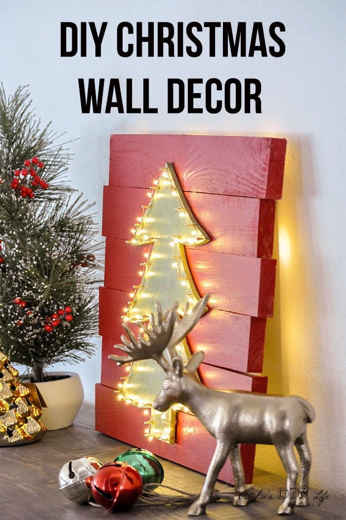 Side view of light up LED Christmas wall decor with text overlay