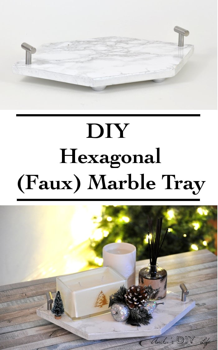 Wow! She made this DIY Hexagonal marble tray using wood! I can't believe how easy it is!