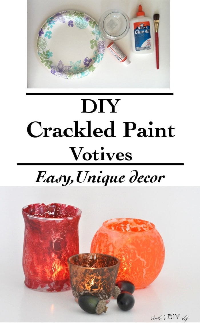 You do not need any special paints to make these easy DIY crackled paint votives! I will show you how to get the crackled paint finish with basic materials