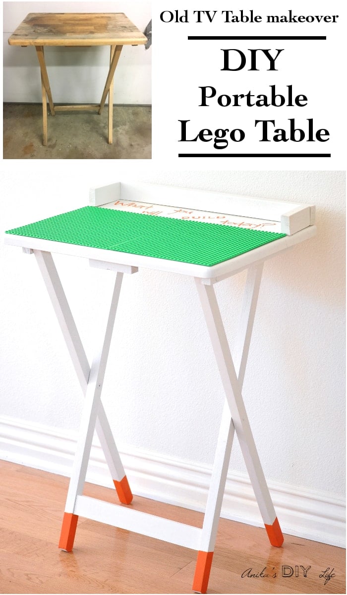 Portable DIY Lego table. An old TV table makeover never looked so cute!