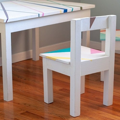 DIY Kids Tabel and Chair set with colorful abstract design