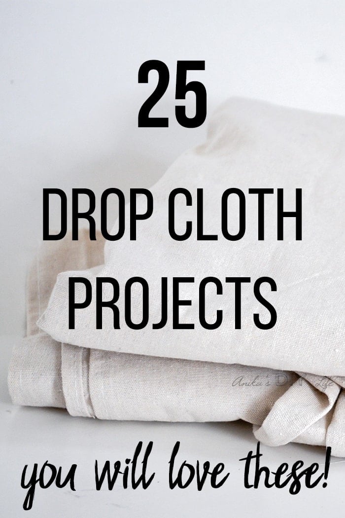 Drop cloth on white table with text overlay