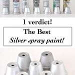 collage of silver spray paint and silver painted pots with text overlay