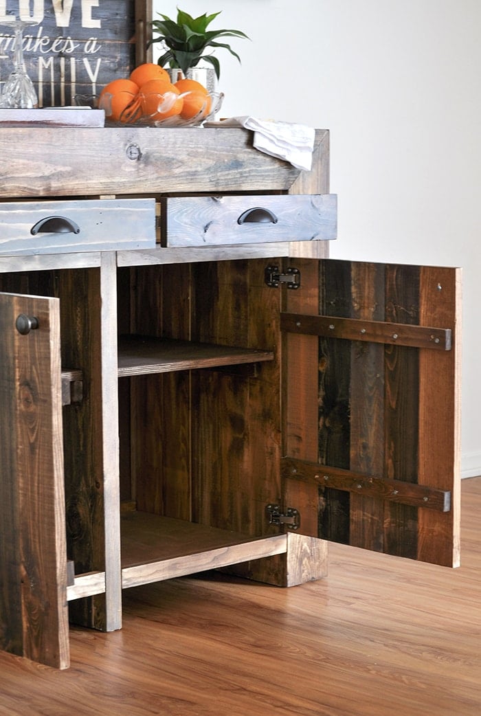 Step by step tutorial on how to build a West Elm inspired Emerson buffet/ sideboard with plans