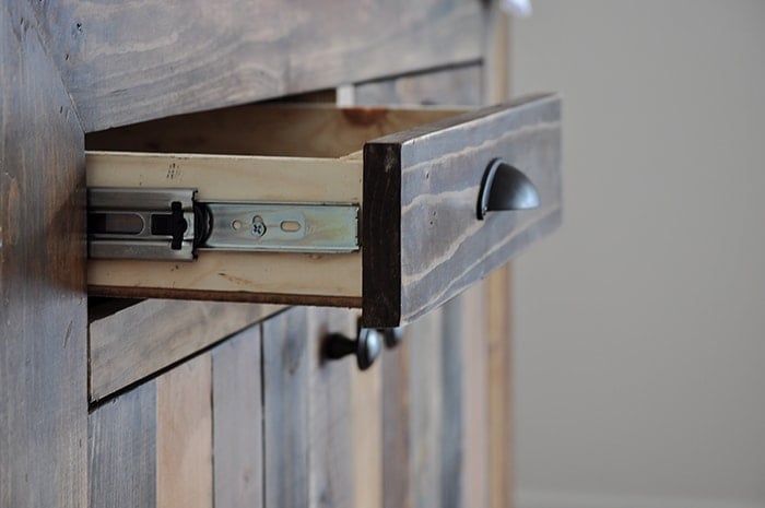 Open Drawer in a brown cabinet