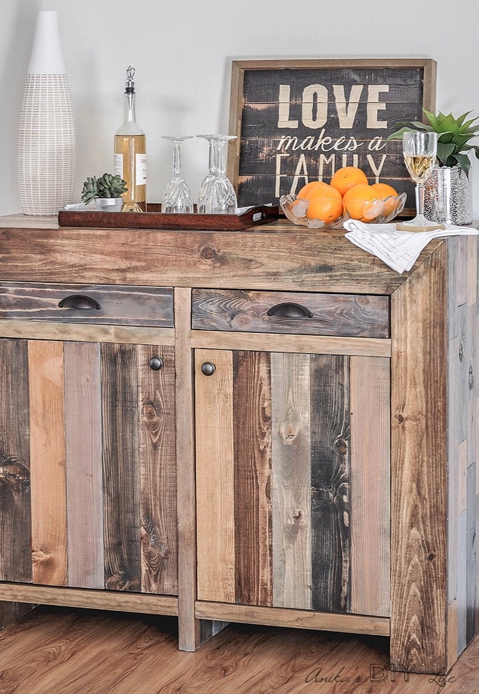 Step by step tutorial on how to build a West Elm inspired Emerson buffet/ sideboard with plans