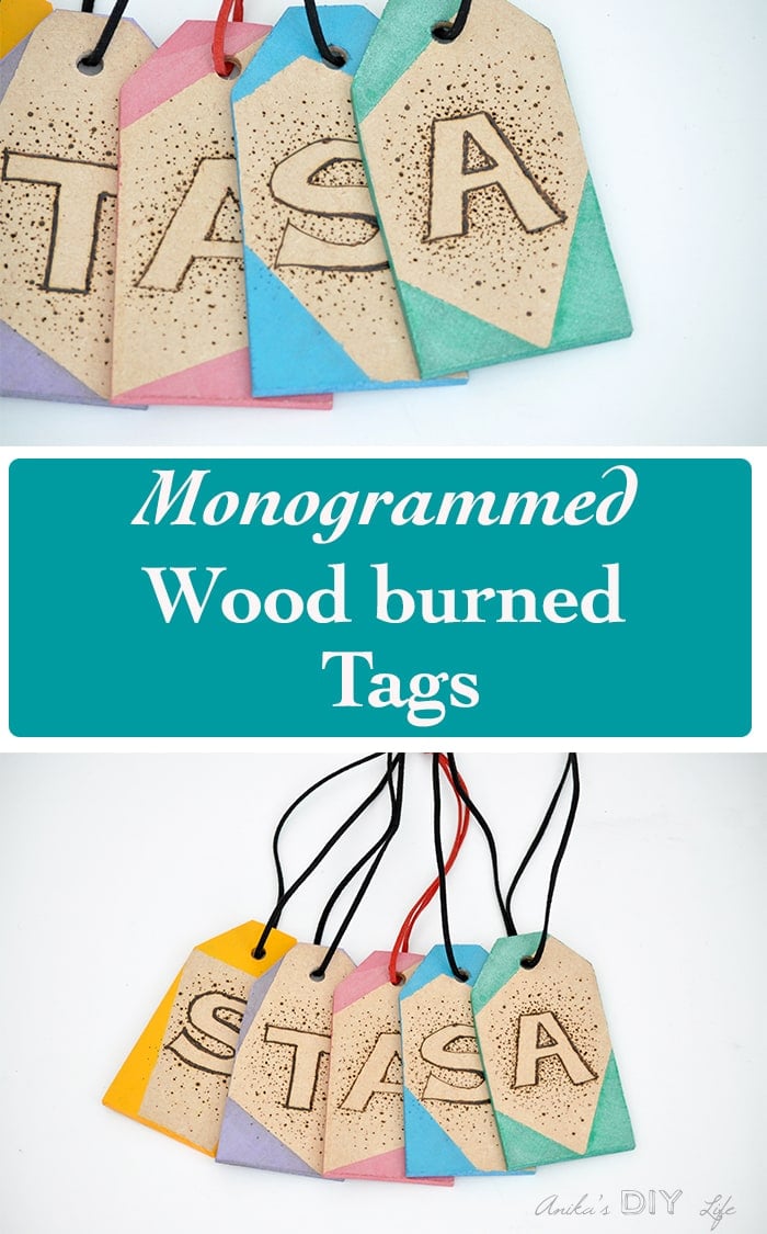 DIY monogrammed gift tags | luggage tags | beginner wood burning project