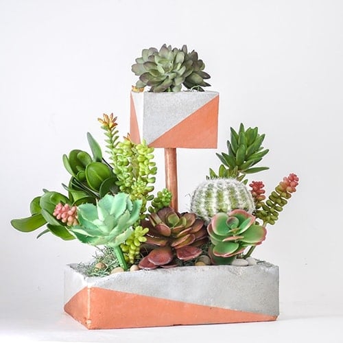 Tiered DIY Concrete Planter With Copper Pipe