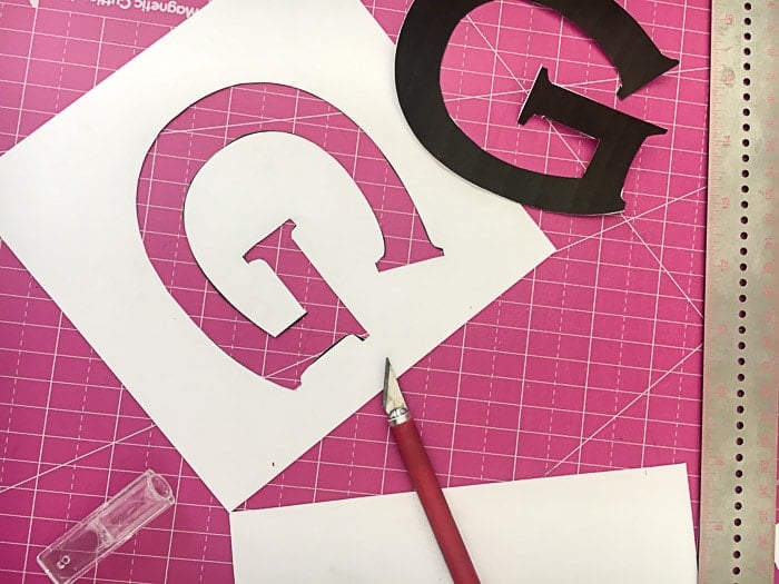 DIY monogrammed doormat with homemade stencil