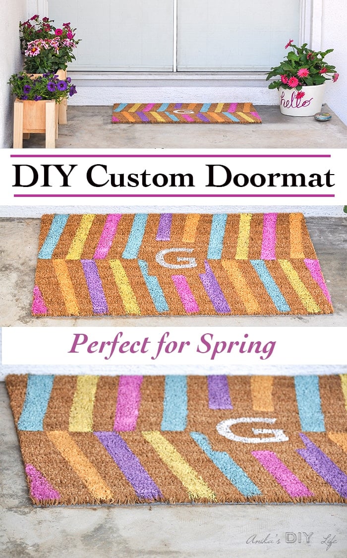 Easy DIY Spring Doormat | DIY personalized doormat | DIY custom doormat