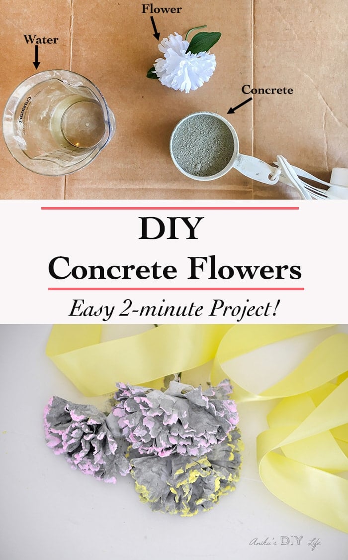 Step by Step tutorial - how to make easy DIY concrete flowers- perfect beginner cement project