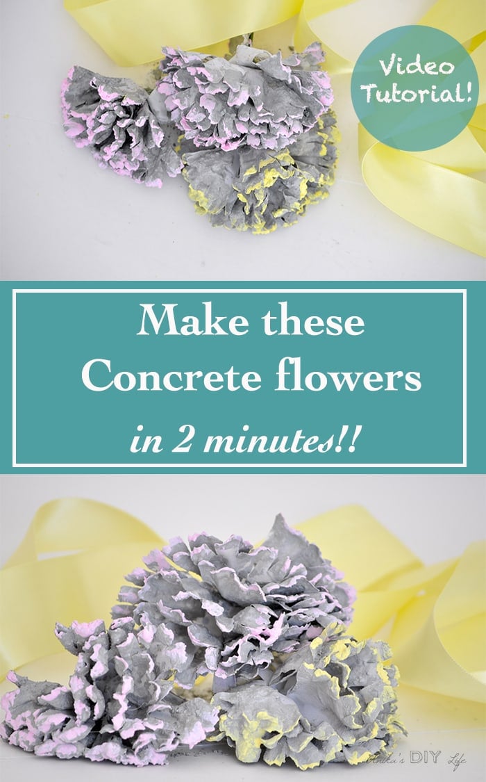 Video tutorial - how to make easy DIY concrete flowers- perfect beginner cement project