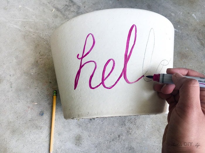 Updating an old planter with brush lettering