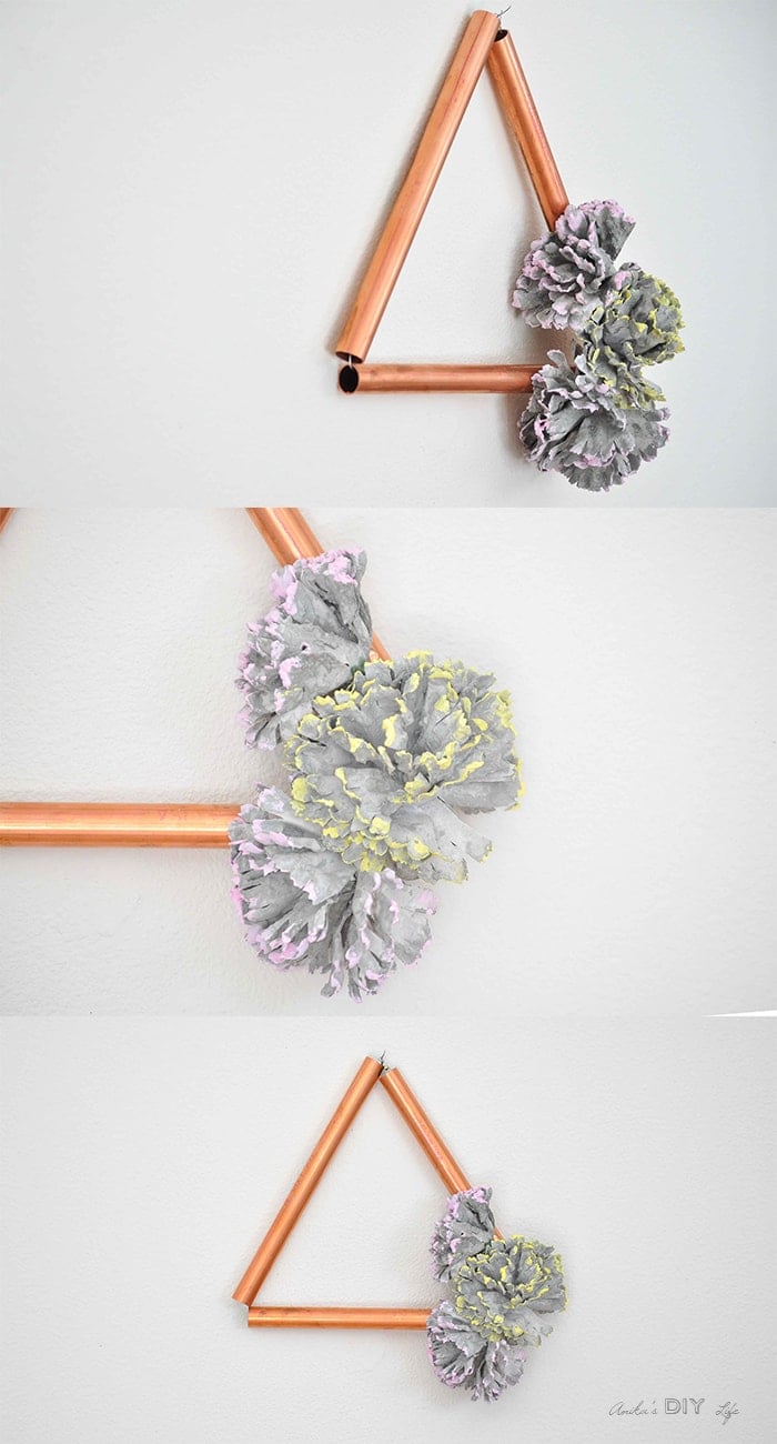 Easy DIY Copper home decor using easy to make concrete flowers | decor for every season