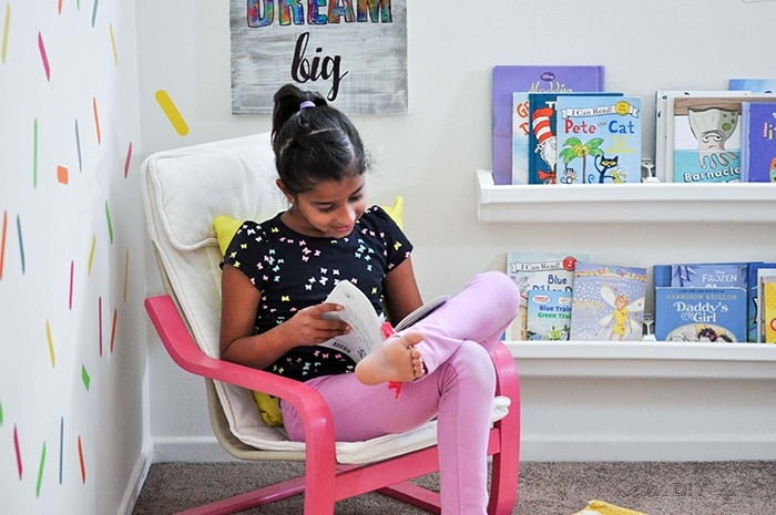 reading nook idea for colorful playroom