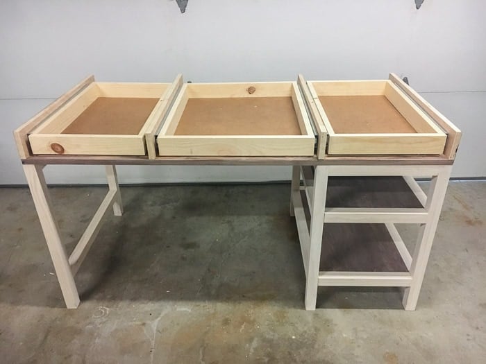 how to install drawers on a DIY desk