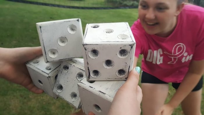 Outdoor games and fun with jumbo dice - summer outdoor activities