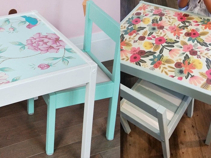 Decoupaged Ikea Latt table and chair makeover - love these Ikea hacks!