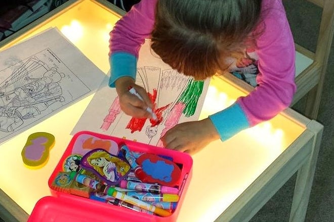 This is genius!! Light up Ikea Latt table hack!